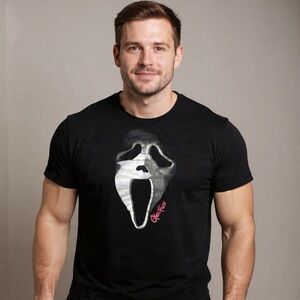 Ghost Face Scream Horror Graphic Tee Halloween Scary Movie Black Sz 2XL